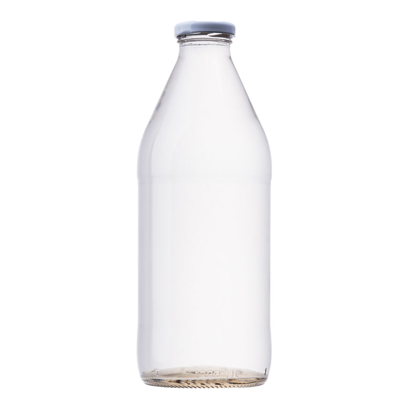 Botella de vidrio con tapa lechera 1 lt